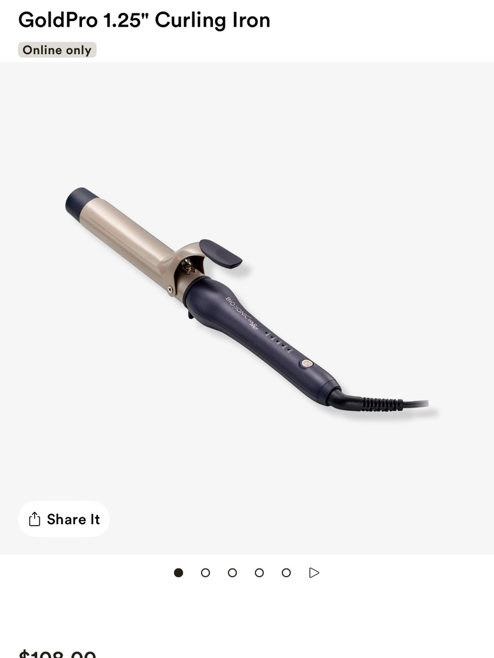 GoldPro 1.25" Curling Iron - Navy and Gold
